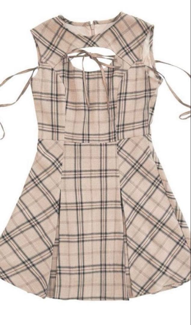 フロントオープンチェックワンピース