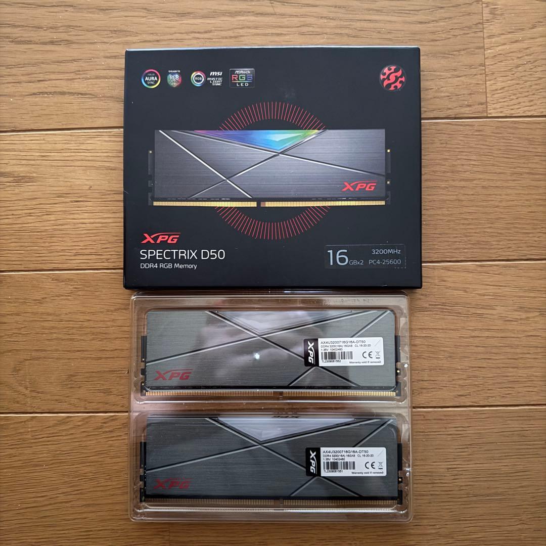 動作品 XPG SPECTRIX D50 32GB(16GB×2枚)発光式メトリ