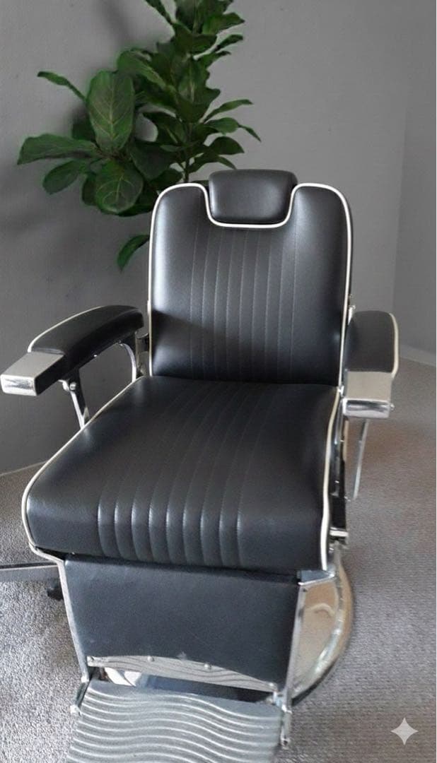 12/15迄限定 バーバーチェア理容室用ストライプデザインチェア