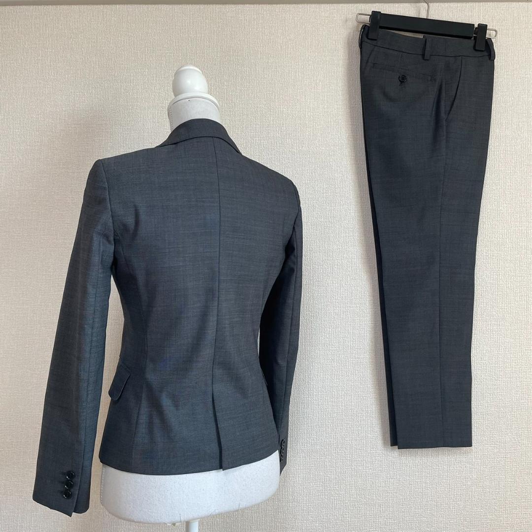 新品 スーツカンパニー グレー パンツスーツ 36/34 春秋 小さいサイズ