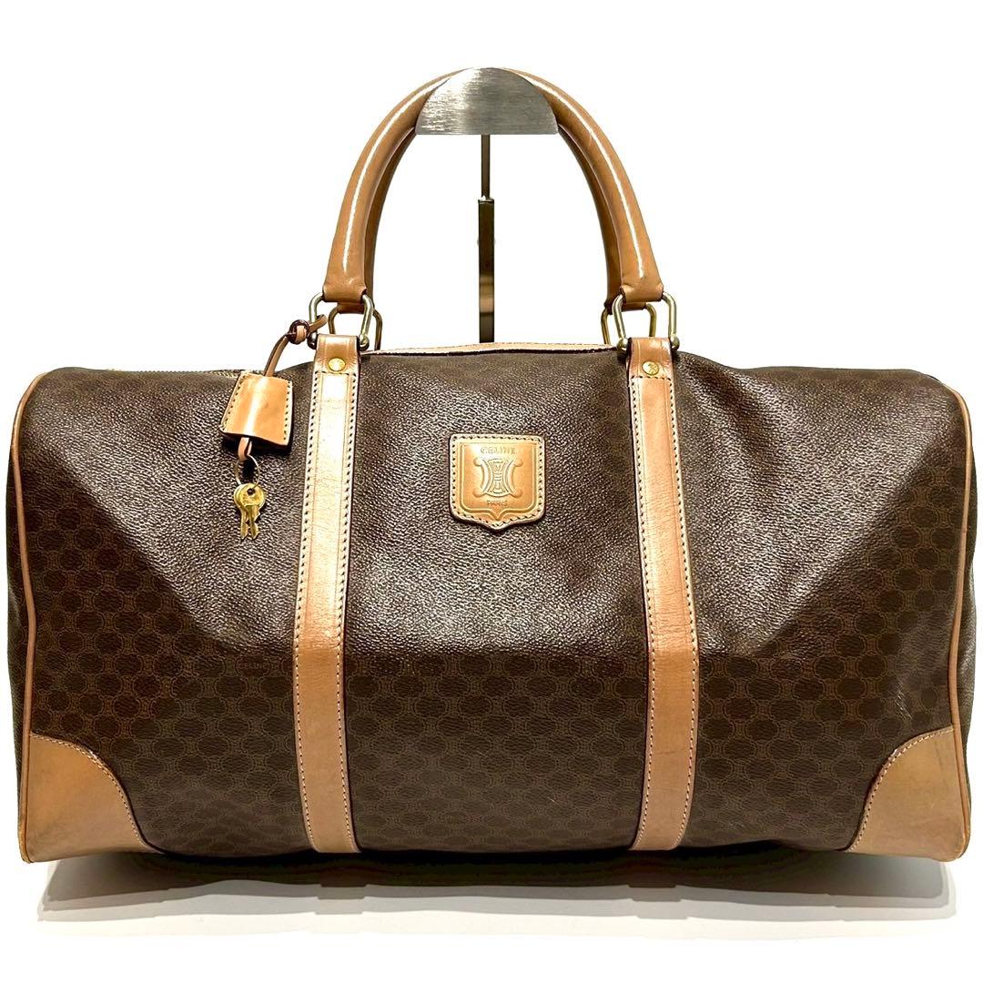 セリーヌ　ボストンバッグ　カデナ　マカダム柄　トリオンフ PVC 鍵　大容量