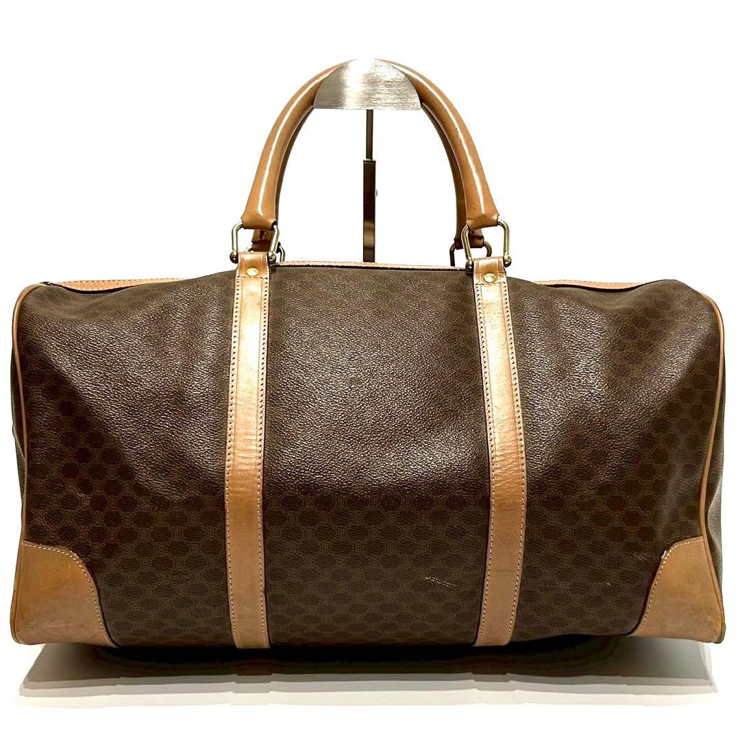 セリーヌ　ボストンバッグ　カデナ　マカダム柄　トリオンフ PVC 鍵　大容量