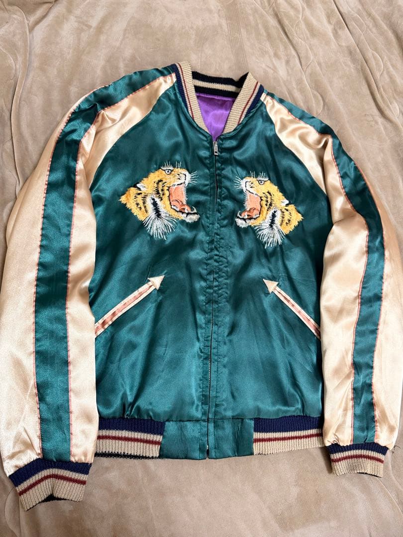 美品２面用 テーラー東洋 虎 日本限定 スカジャン vintage サテン