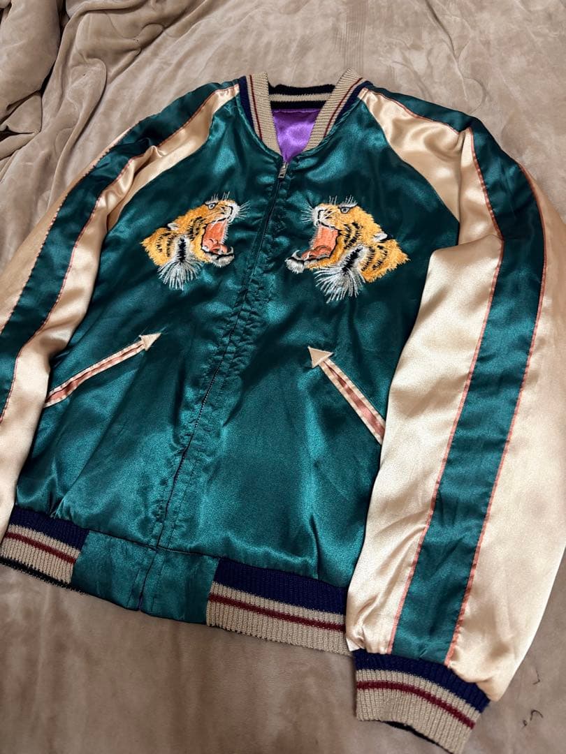 美品２面用 テーラー東洋 虎 日本限定 スカジャン vintage サテン
