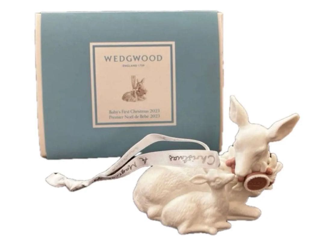 新品★3個ウェッジウッド　クリスマス ホリデイオーナメント　ディア ベア 白くま