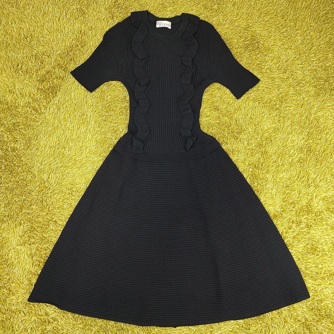 【良品】レッド ヴァレンティノ ニットワンピース フリル　XS　Aライン