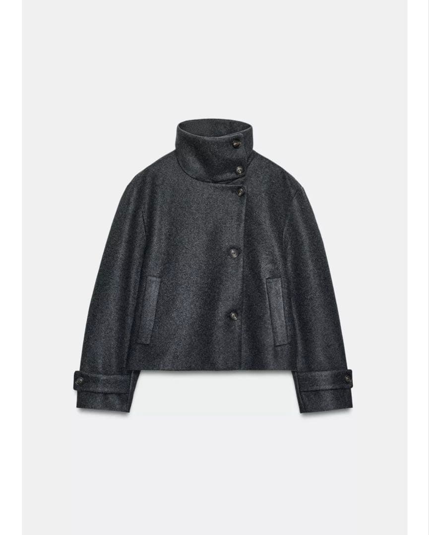 完売品⭐︎ZARA ハイネックショートコート S グレーマール