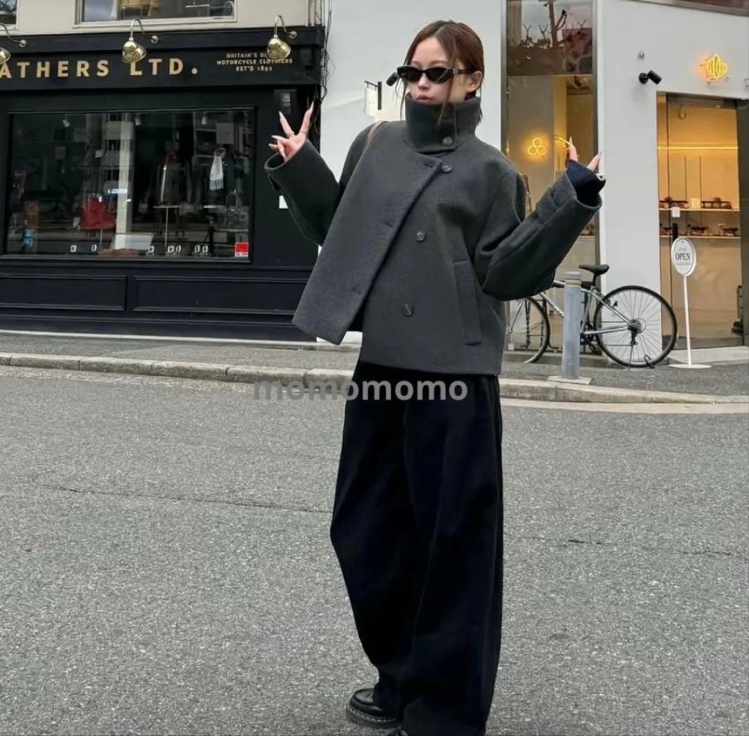 完売品⭐︎ZARA ハイネックショートコート S グレーマール