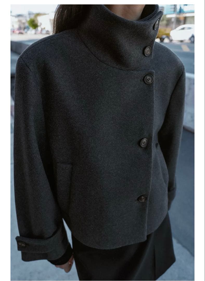 完売品⭐︎ZARA ハイネックショートコート S グレーマール