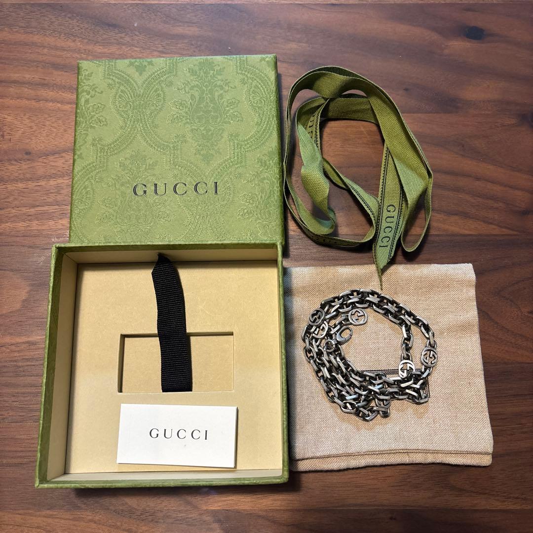 グッチ　インターロッキング　チェーンリンク　ロング　ネックレス　925 60cm