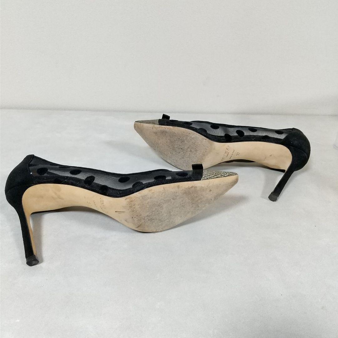 ジミーチュウ　メッシュドット柄　グリッター　ポインテッドトゥ　パンプス　23．5