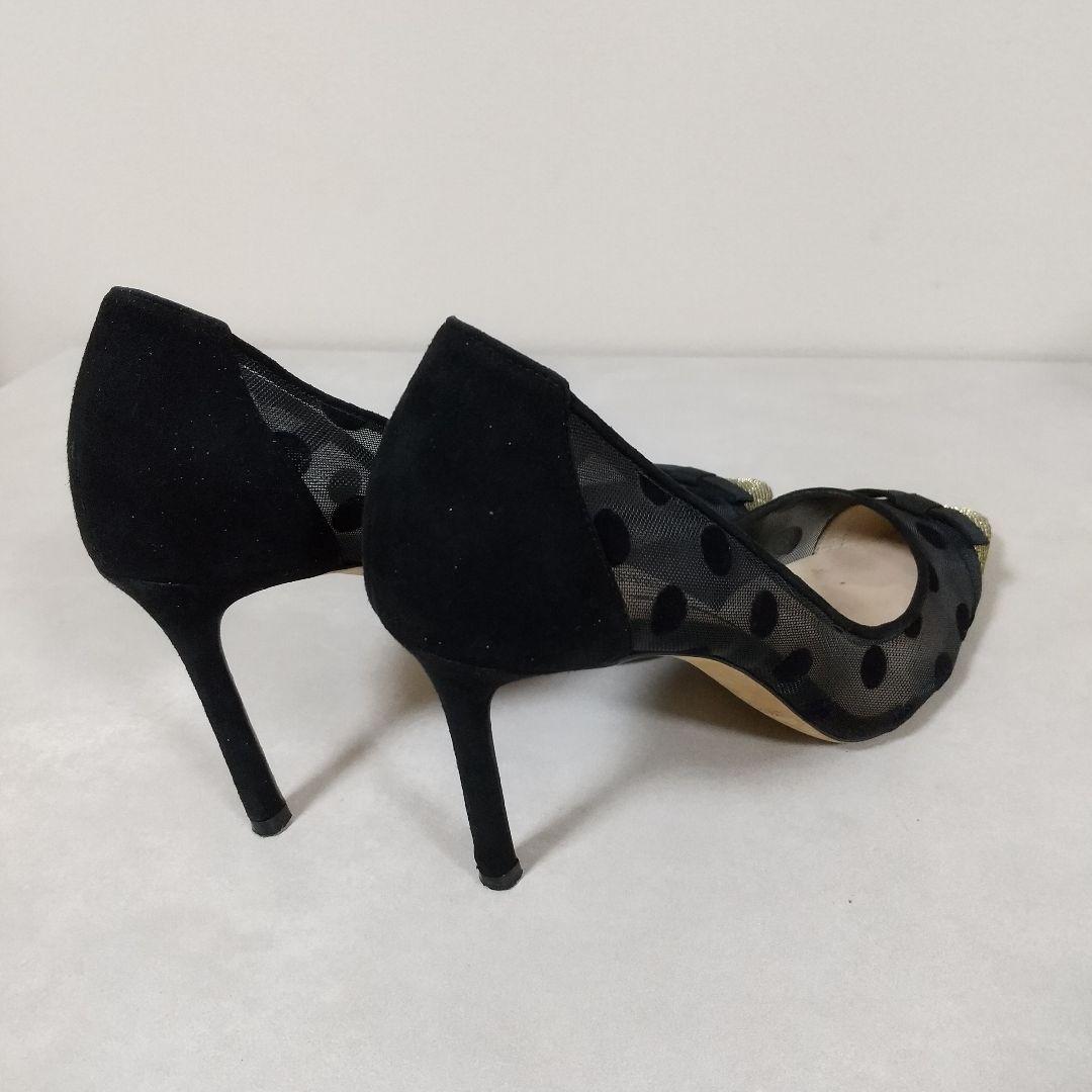 ジミーチュウ　メッシュドット柄　グリッター　ポインテッドトゥ　パンプス　23．5