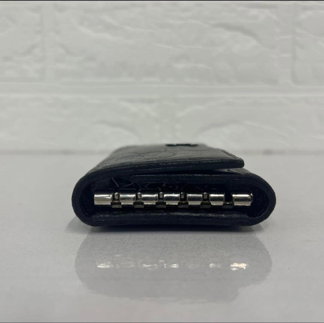 CHANEL シャネル 財布 カメリア キーケース ブラック 6連 ラムスキン