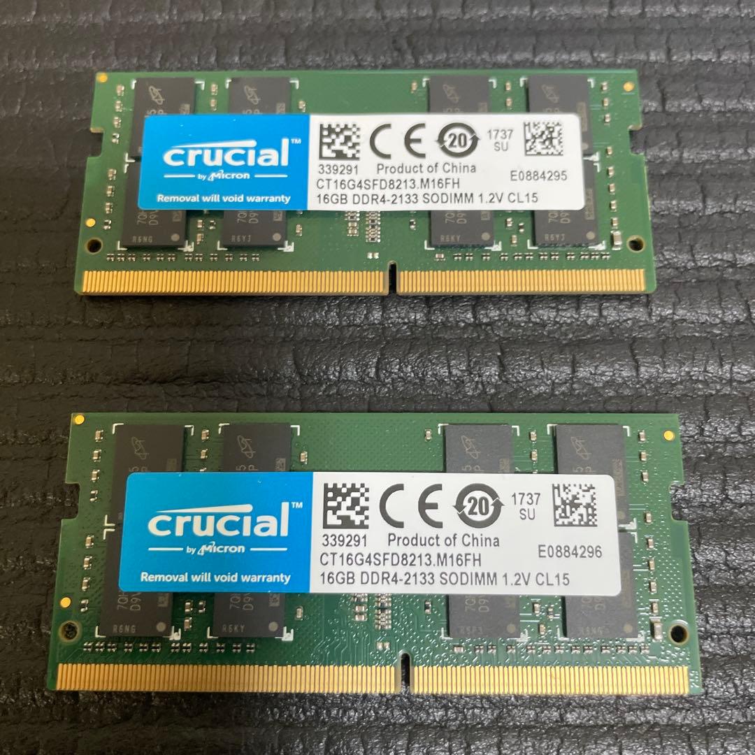 CrucialMicron製DDR4ノートPC用メモリー32GB(16GBx2)