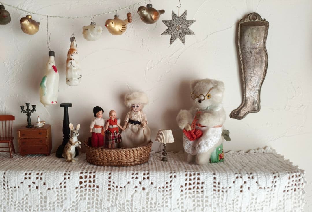 * vintage bear ❀ ゼンマイ仕掛けの 編み物 ネコさん