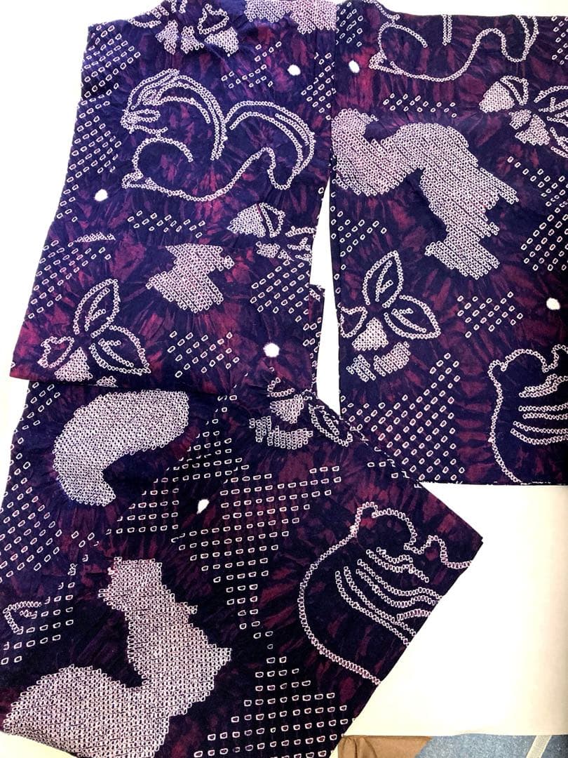 よしーさ　有松絞り　リスとどんぐり　レア柄　絞り浴衣