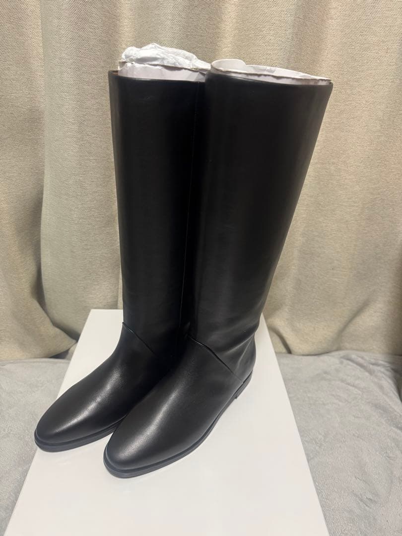 スローブイエナ ブラックレザー ロングブーツ