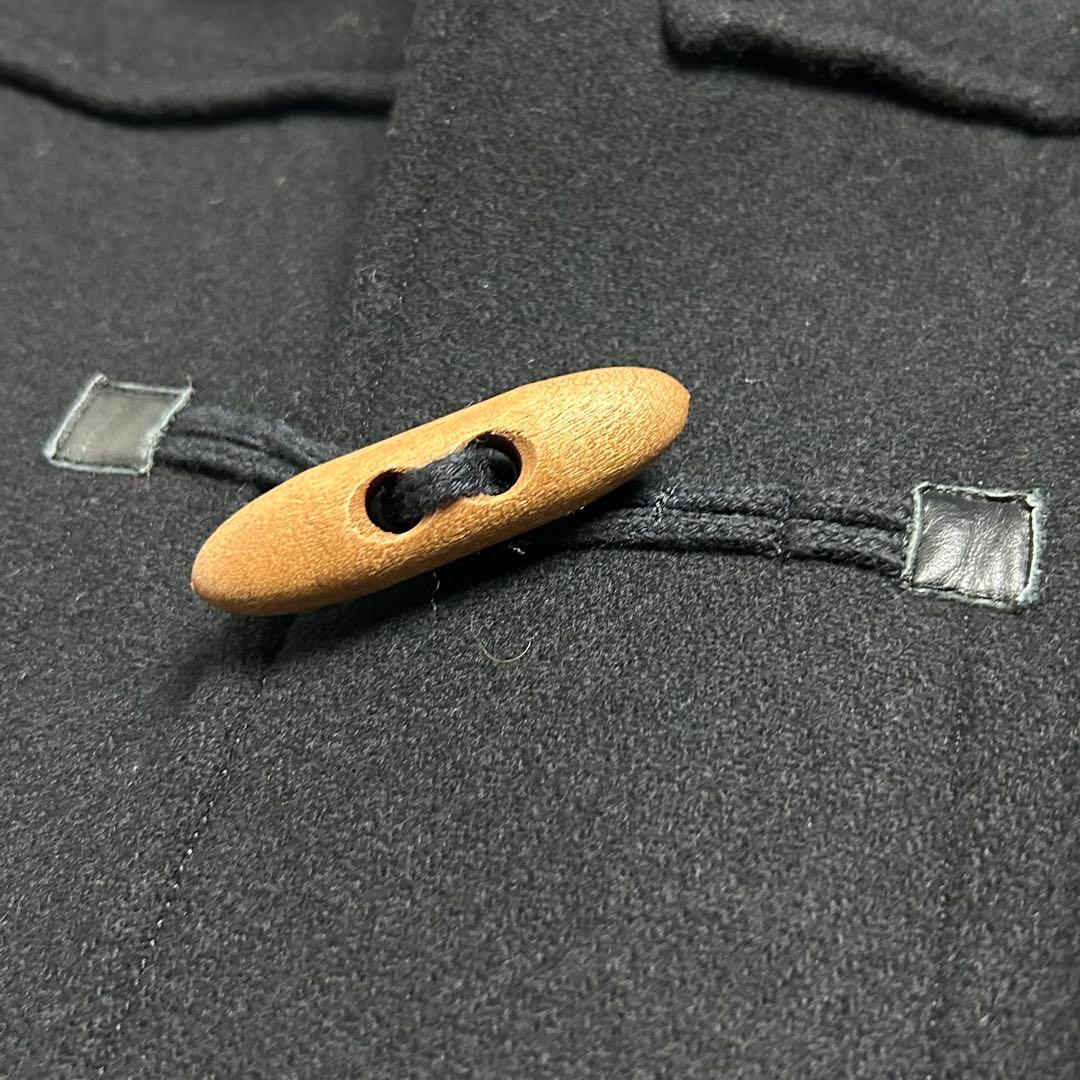 90s【美品】マドモアゼルノンノン/ロングダッフルコート/チェック柄切り替え/黒