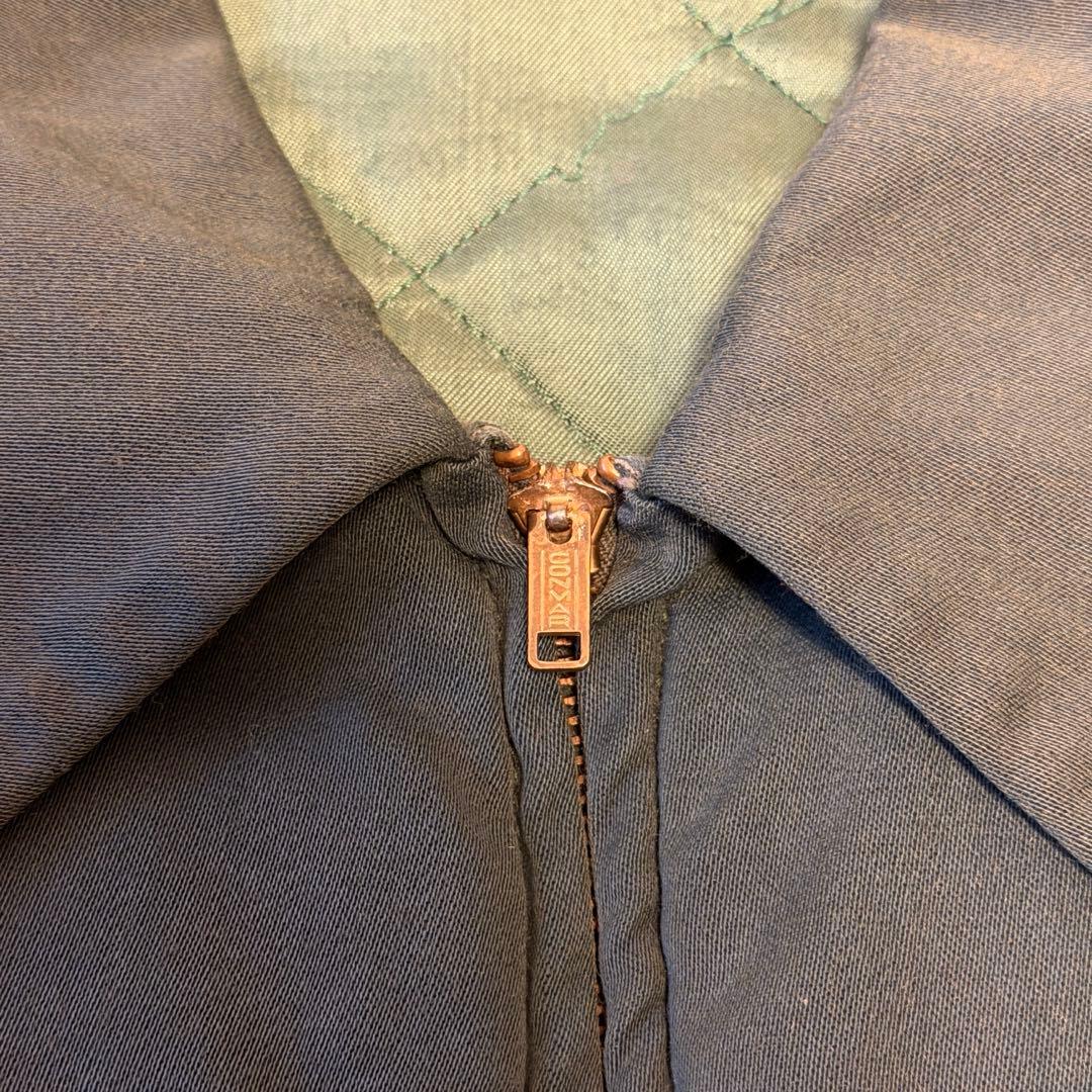 50’s〜 レーヨンギャバジンジャケット ブラックグリーン size L 片爪
