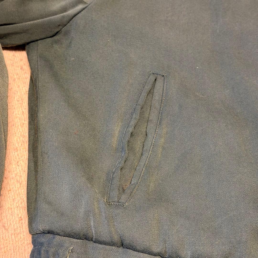 50’s〜 レーヨンギャバジンジャケット ブラックグリーン size L 片爪