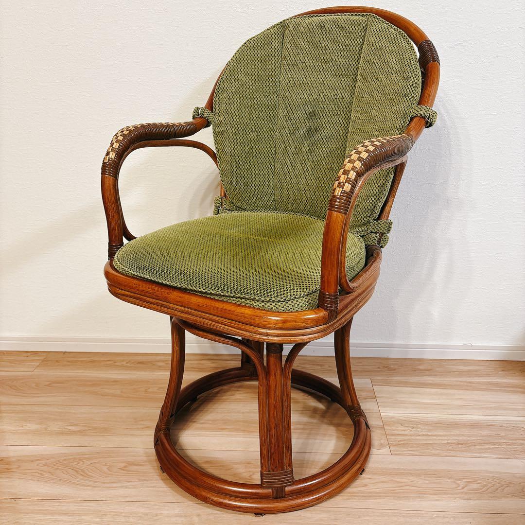 ✨美品✨ Kazama 籐 回転椅子 ラタン ハイチェア ニューアモールシーベル