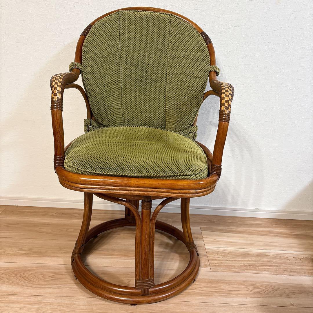 ✨美品✨ Kazama 籐 回転椅子 ラタン ハイチェア ニューアモールシーベル