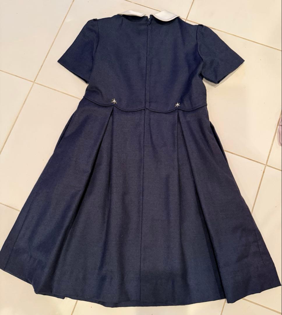 白金 よつば 120 半袖 ワンピース ポケット お受験