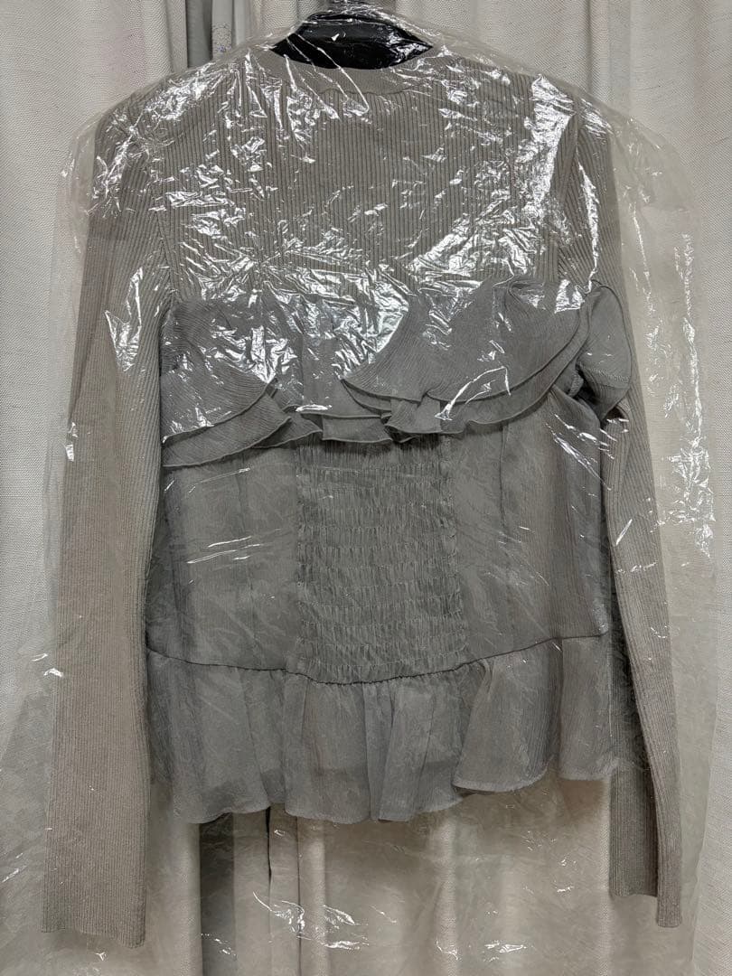 アプワイザーリッシェ　2wayシアーフリルリブニット　ブルーグレー