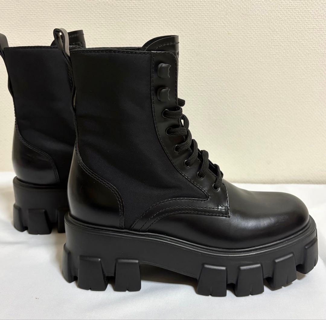 【新品未使用】PRADA Re-Nylon レザー モノリス ブーツ　黒　36