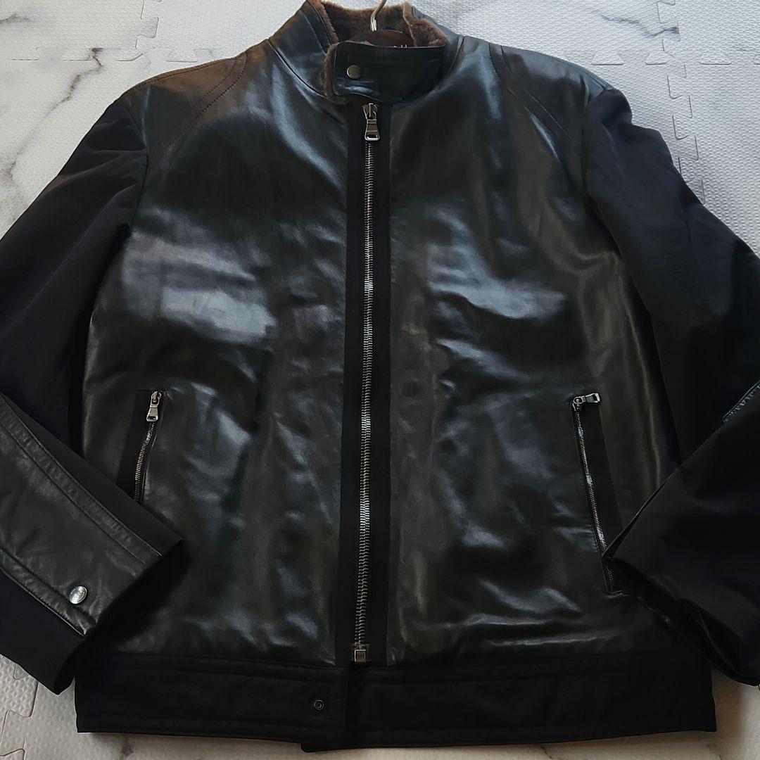 美品✨XXL相当 HUGO BOSS ライダースジャケット ラムレザー ムートン