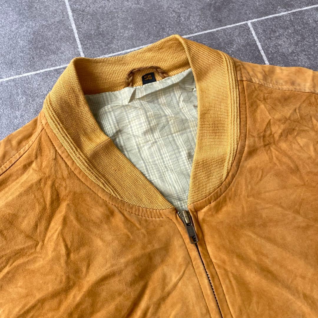 本革 ヴィンテージ スエードレザーブルゾン ユーロ古着 キャメル 56