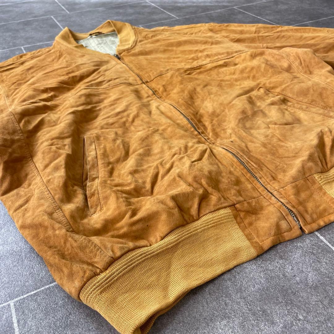 本革 ヴィンテージ スエードレザーブルゾン ユーロ古着 キャメル 56