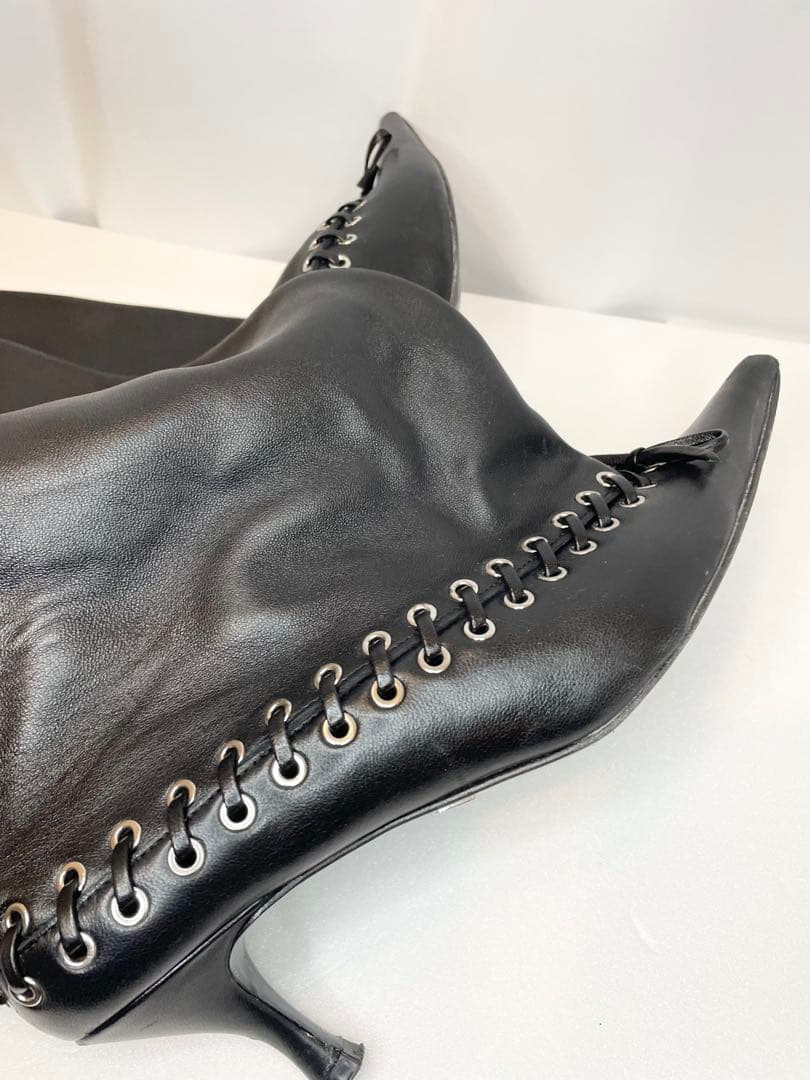 ALL-IN ブラック Level サイハイ ソフトレザー ロングブーツ