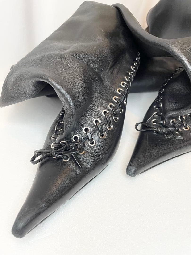 ALL-IN ブラック Level サイハイ ソフトレザー ロングブーツ