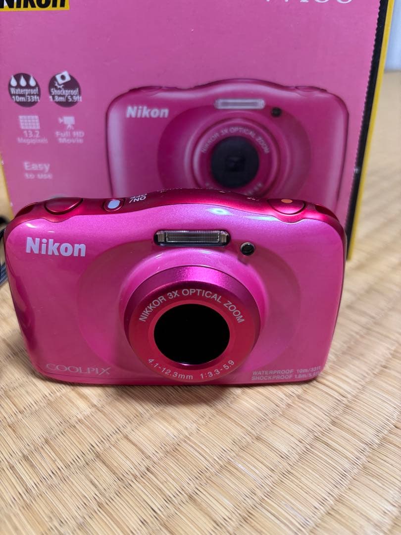 【美品】【SD付き】Nikon COOLPIX W100 デジカメ ピンク