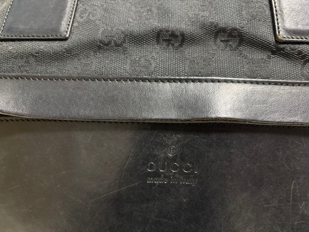 あ*る様 GUCCI グッチ GG柄 キャンバス トートバッグ 黒 角スレあり