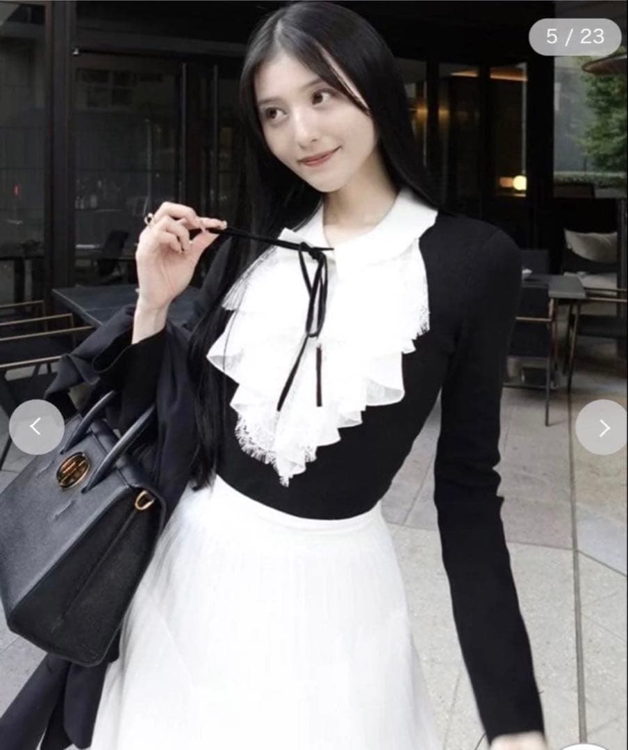 SNIDEL Sustainableレイヤードラッフルニットプルオーバー♥️新品