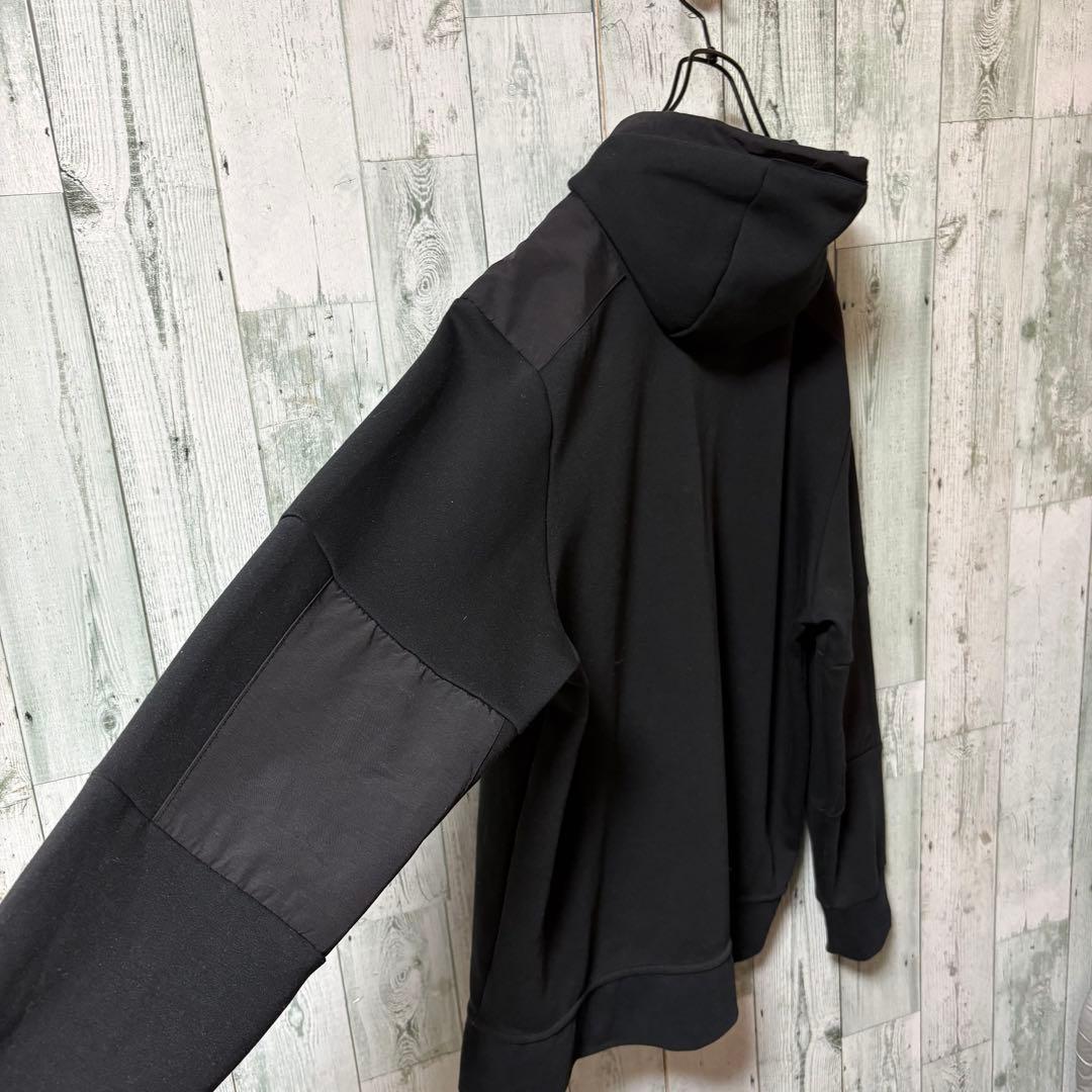 ポロラルフローレン　刺繍ロゴ　ジップパーカー　素材切替デザイン　黒　L