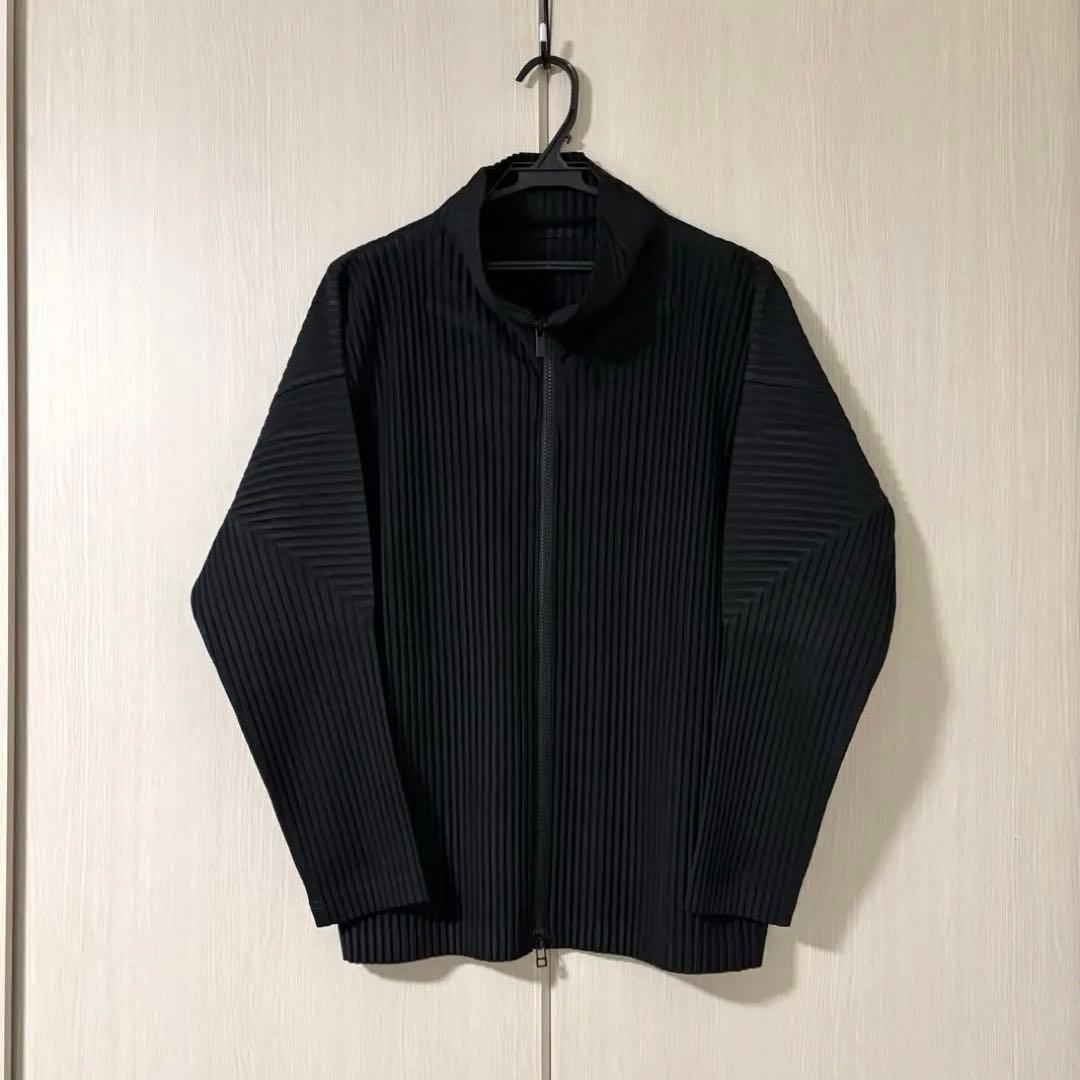 homme plisse basics ジップブルゾン ブラック