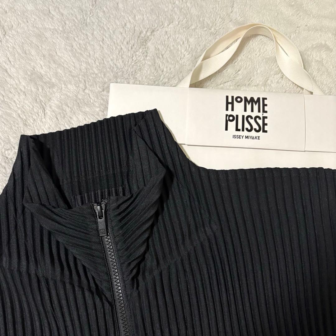 homme plisse basics ジップブルゾン ブラック