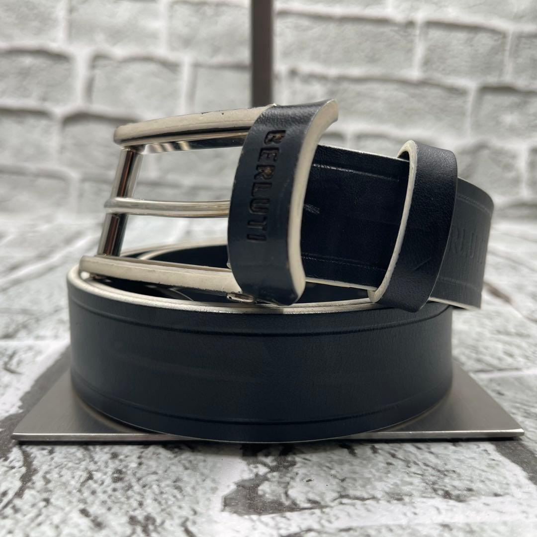 ベルルッティ ベルト レザー ブラック 黒 シルバー金具 90サイズ N1128