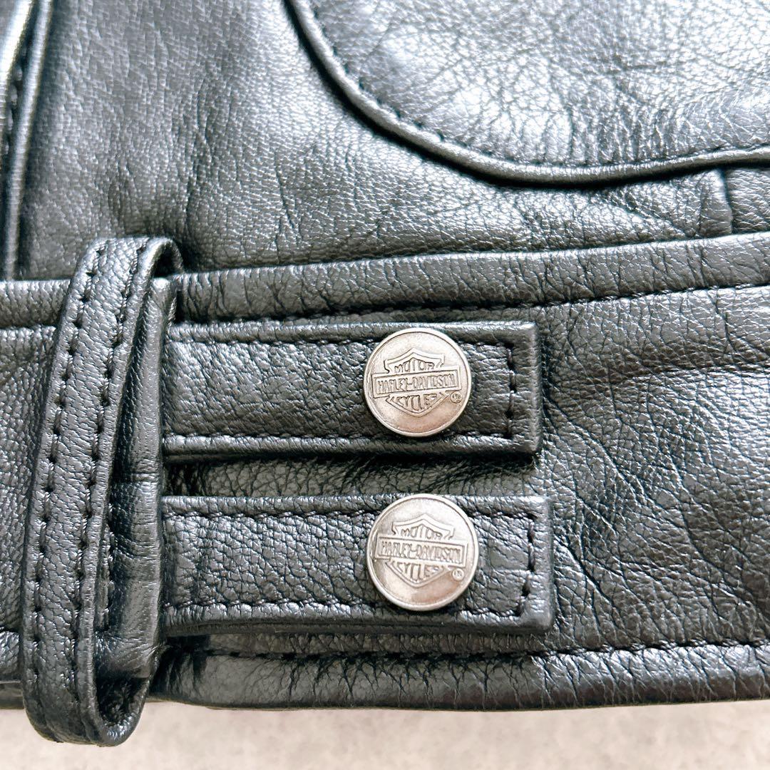 【極美品✨】ハーレーダビッドソン ライダースジャケット 革ジャン バラ刺繍 黒