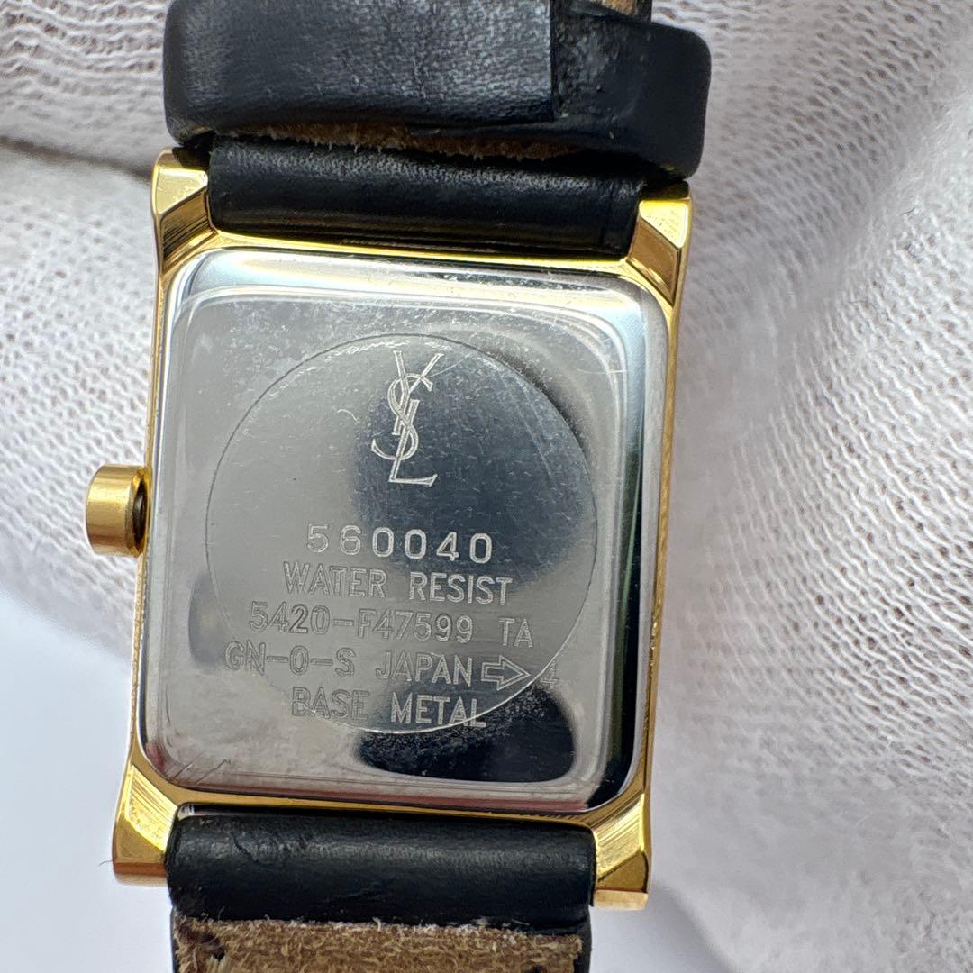 Yves Saint Laurent ブラックレザー時計　不動