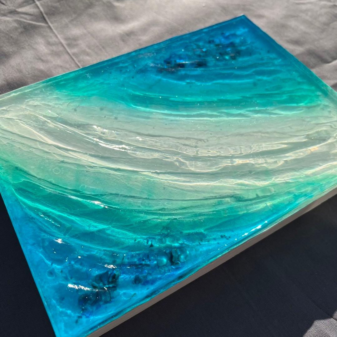 【レジンアート】波紋アート／18cm × 26cm／枠なし