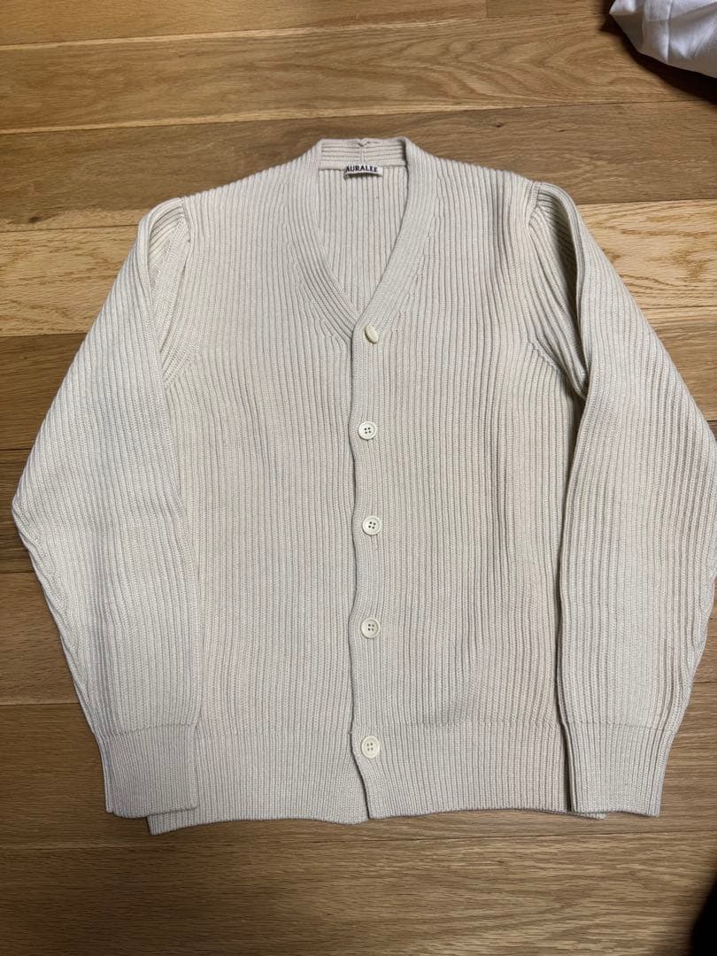 AURALEE カシミア混　リブ編みカーディガン