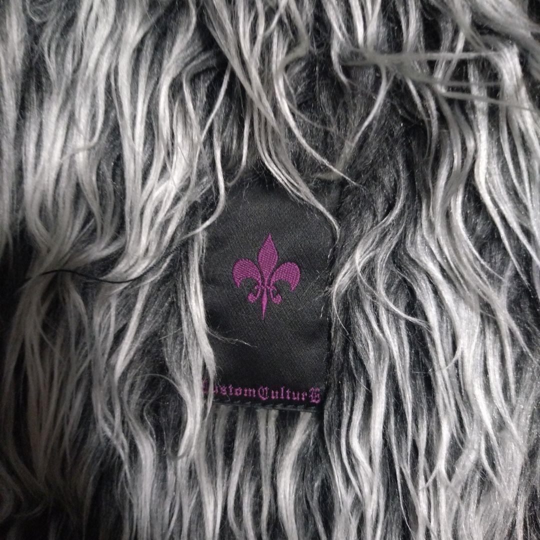 カスタムカルチャー　光沢レザー風フェイクムートンファーライダースジャケット　Ｌ