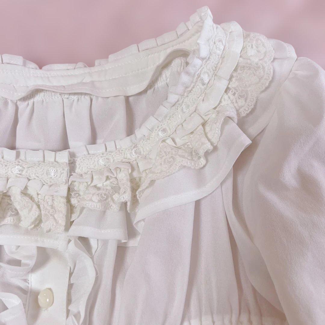 【美品】BABY, フリルシフォンブラウス　ホワイト