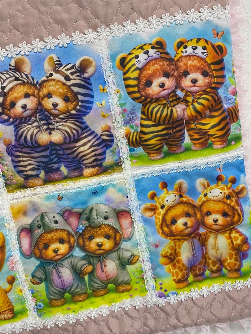 トイプードル♡カフェマット　布バスケット　バッグインバッグ