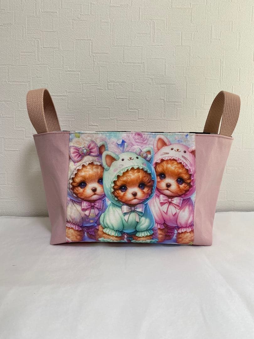 トイプードル♡カフェマット　布バスケット　バッグインバッグ