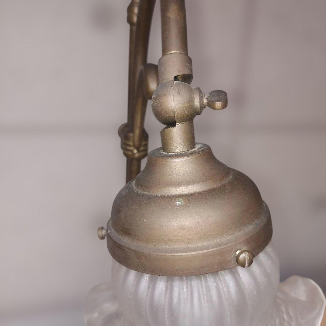 スランス製　デスクスタンド・フリルガラス・アンティーク・ビンテージ・真鍮製